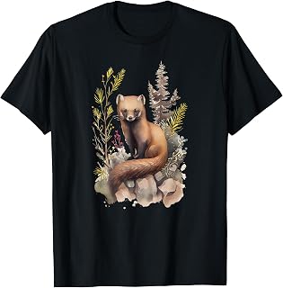 Cottagecore Pine Marten Floral Cute Woodland Aesthetic T-Shirt