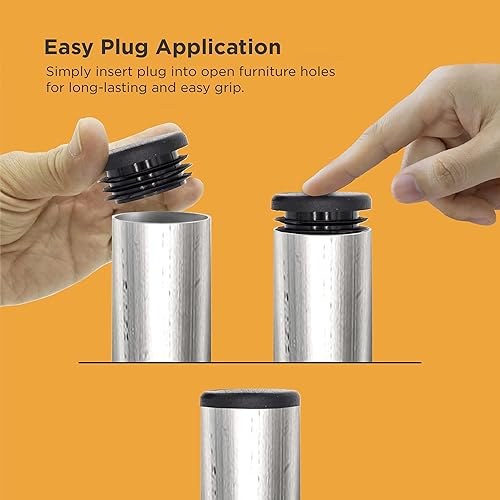 Miniatura 4 de Prescott Plastics Tapones redondos de plástico de 1 pulgada (1.000 in), insertos, tapas de extremo negras para tubos de metal, tapones de hardware,