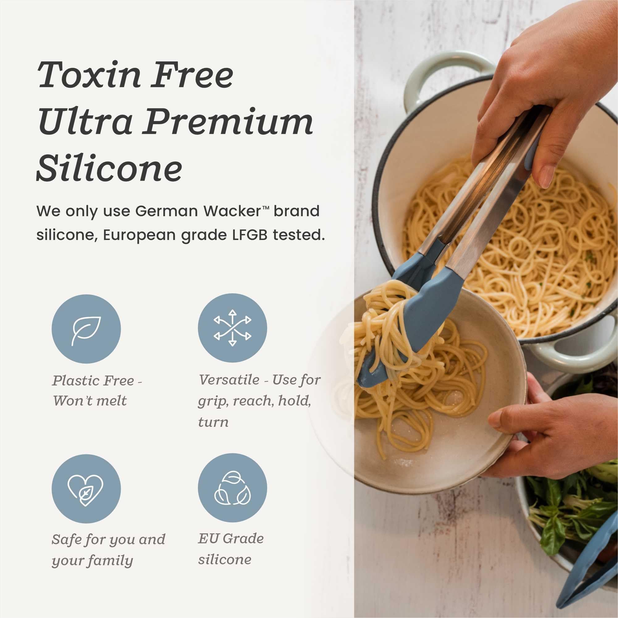 Starpack - Pinze da cucina in silicone "Get a Grip" per cucinare (2 pezzi) - Pinze per barbecue resistenti al calore fino a 315,6 °C - Utensili da cucina in acciaio inox con punte in silicone