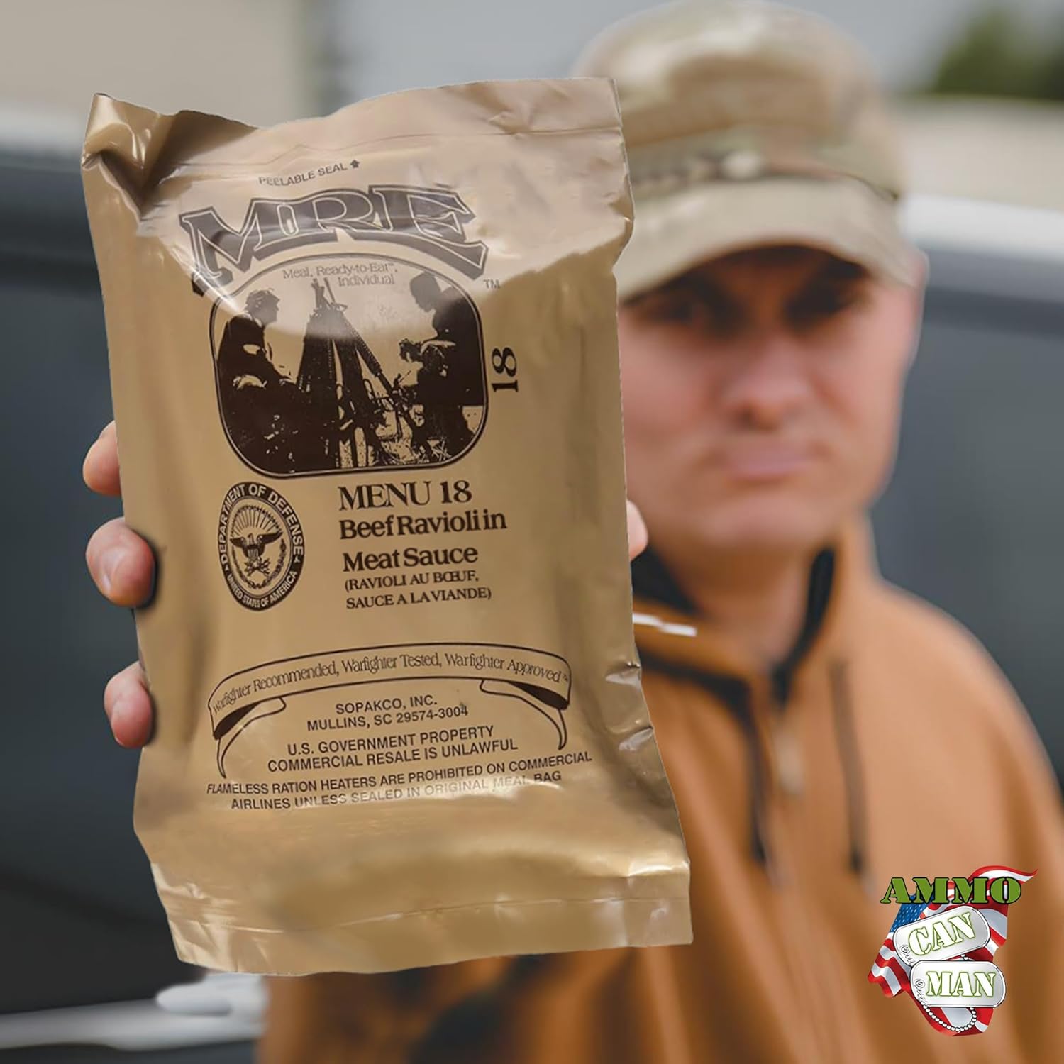 Nutrient-Rich MREs - Portable Food Survival Meals - Long Shelf Life Ready to Eat Emergency Food Rations - Made in USA (Beef Ravioli) - 2024 Inspection
