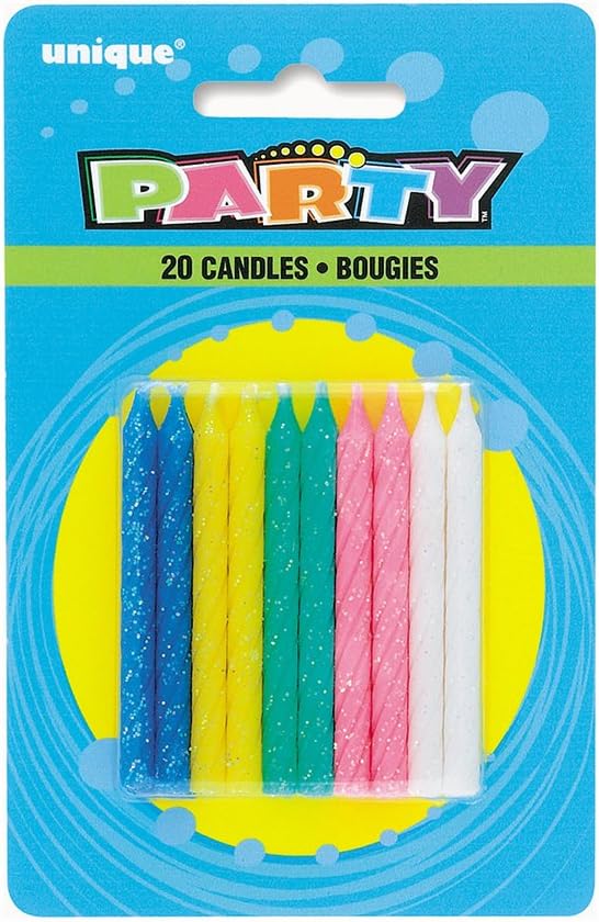 Spiral Glitter Birthday Candles Assorted Colors - (Pack of 20) - Dazzling Celebration Must-Have - Perfect for Memorable Celebrations image 2