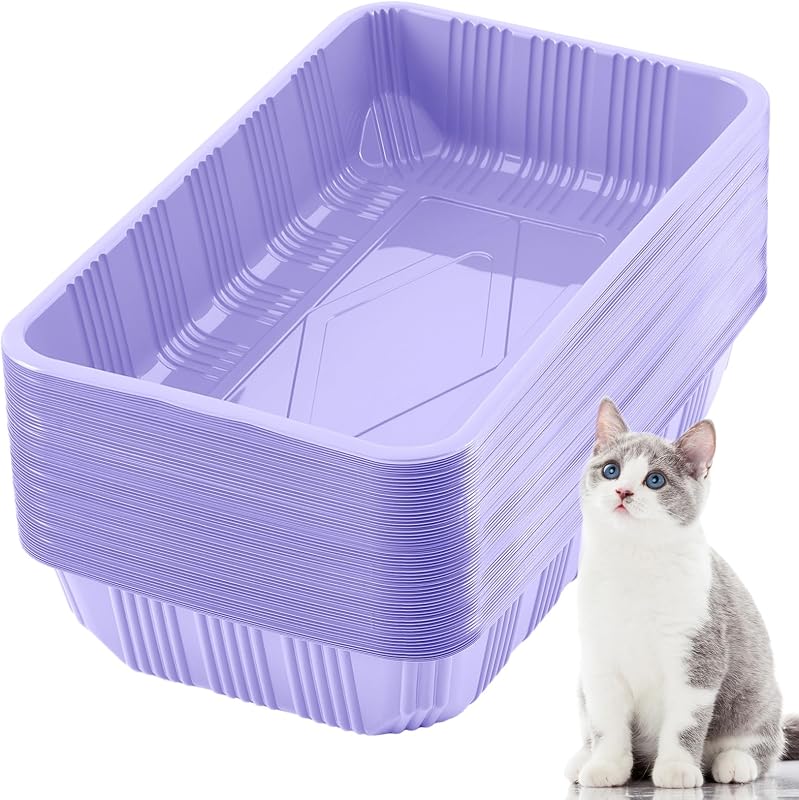 Caixa de Areia Descartável para Gatos em PET, Tessco for you, Lilás Claro, Pacote com 60