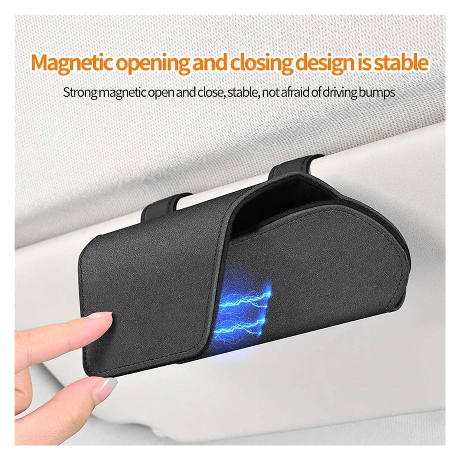 Auto Sonnenbrillenhalter Automontiertes Magnetisches Brillenetui Multifunktionale Aufbewahrungsbox Für Sonnenblenden Wildleder-Sonnenbrillenrahmen-Clip(Black)