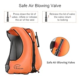 Rrtizan Inflatable Snorkel Vest for Adult, Travel Snorkeling Vest for Swimming, Snorkeling, Paddleboarding, Swim Vest Adult Suitable for 90-220lbs