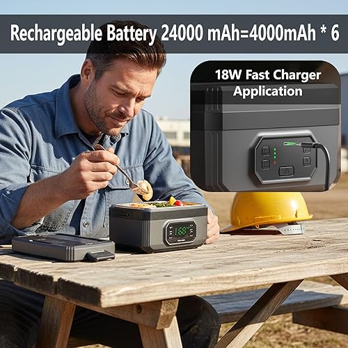 Miniatura 7 de Lonchera eléctrica inteligente para hombres, lonchera térmica inalámbrica para adultos, lonchera inalámbrica para alimentos, contenedor de alimentos