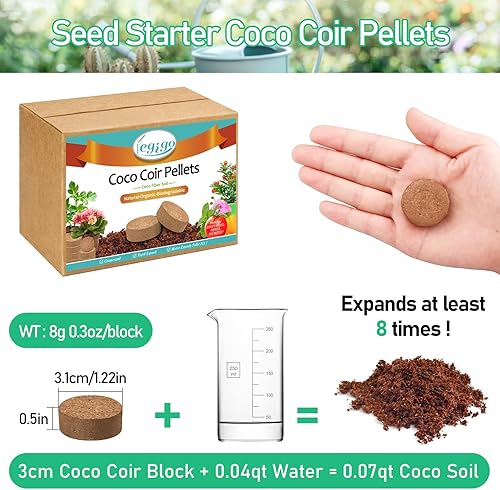 Miniatura 16 de Legigo 100 pellets de fibra de coco orgánico de 1.575 in para plantas, tierra comprimida de fibra de coco, pellets de fibra de coco para plantar