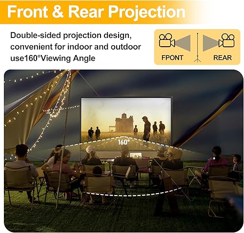 Miniatura 5 de Pantalla de proyector con soporte, soporte de pantalla de proyector portátil de 100 pulgadas con barra de cuerda elástica, para interiores y