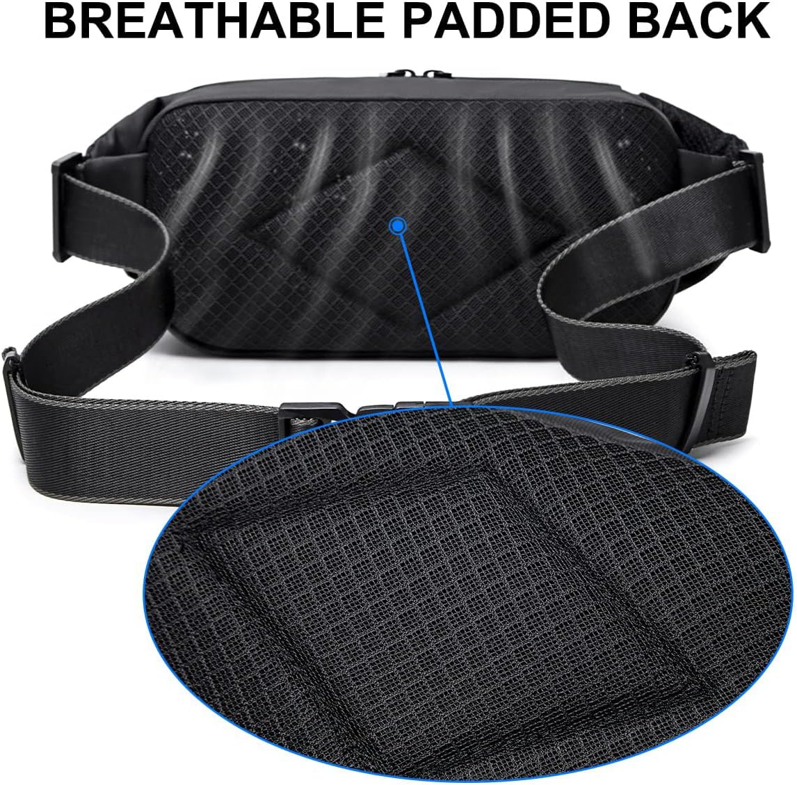 WILDHORN Large Fanny Pack for Men Stylish Mobile Chest Bag Sling Bag for Men Crossbody Multi-Pocket Waist Pouch for Daypack Water-Resistant Shoulder Side Bag for Travel, Black, M, Fashion Waist Packs