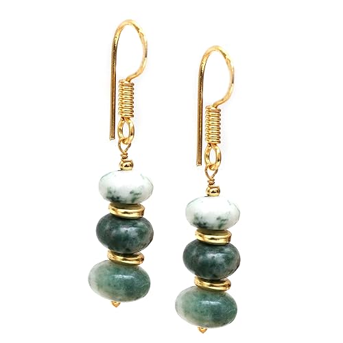 Miniatura 1 de Gempires Mother's Day Gift Natural Moss agate Beads Dangle Earring For Women, Birthstone Jewelry, Gift for Her (Mossagate)