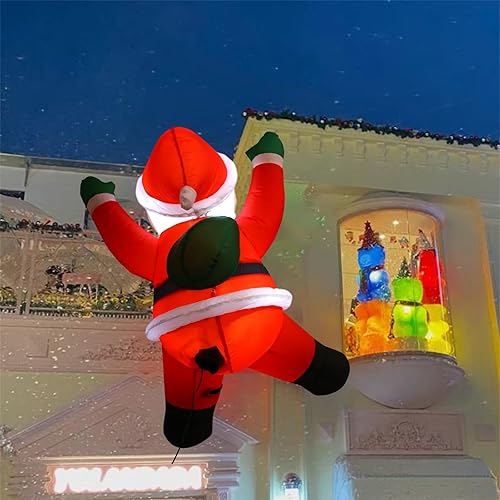 Inflables de Navidad de 3.5 pies para decoración al aire libre, Papá Noel inflable con bolsa de regalo para ventana con LED integrados para fiestas