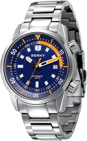 BERNY Mens Divers Watch Automatic Mens Diving Watch Automatic Mechanical 20ATM Waterproof Sapphire Crystal Super Luminous