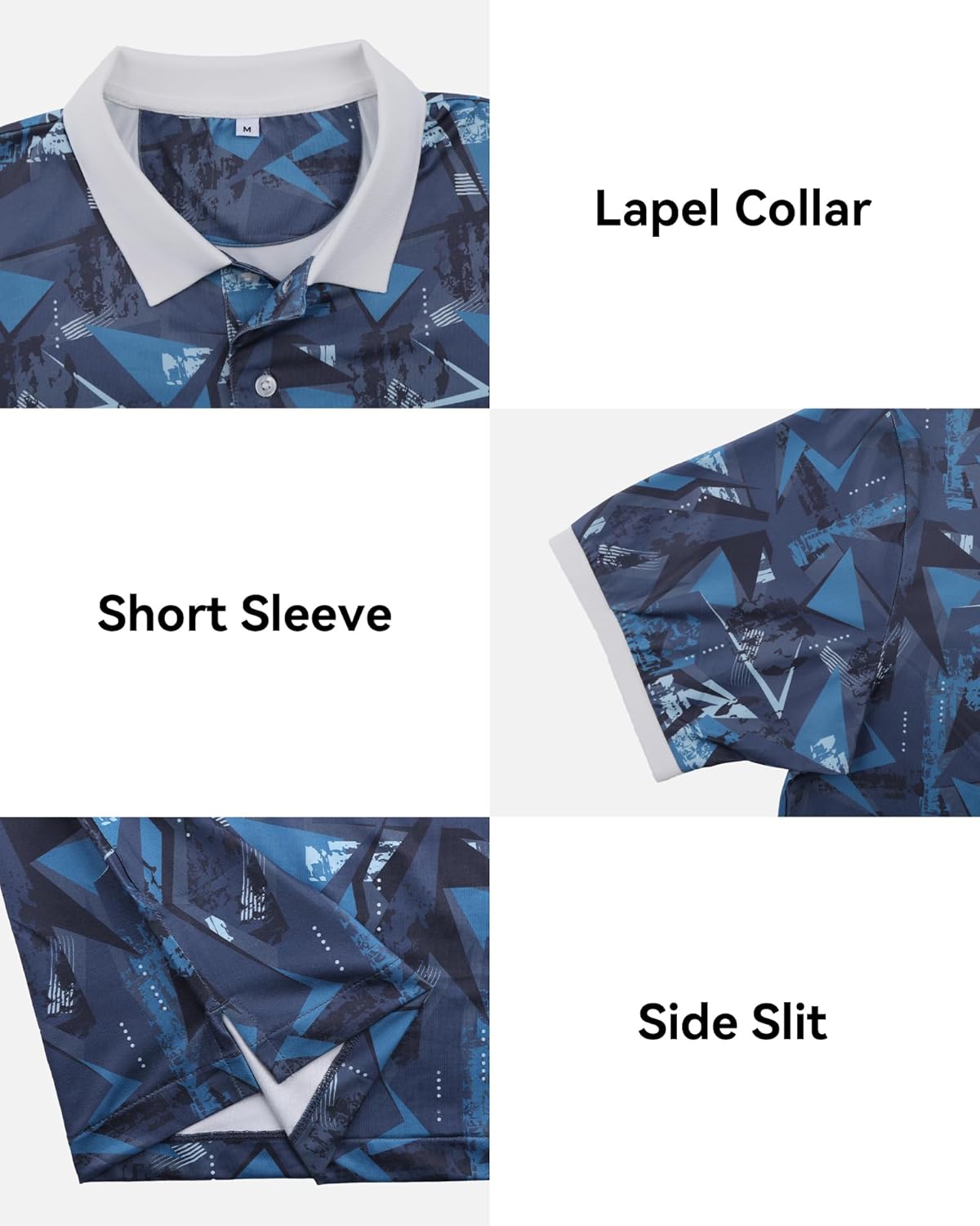 KUYIGO Men's Golf Polo Shirts Dry Fit Moisture Wicking Performance Short Sleeve UPF 40+ Print Golf Shirts Athletic Casual