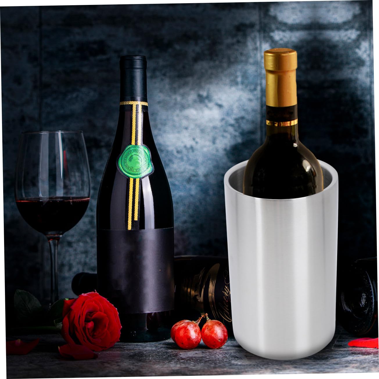 Cabilock 1 Pc Hielera Recta De Doble Capa Cubo Enfriador De Vino Cubos De Bebidas De Cerveza Cubo De Hielo Botellas De Vino Cubo De Champán Gabinete del Vino Acero Inoxidable Cuerpo Recto