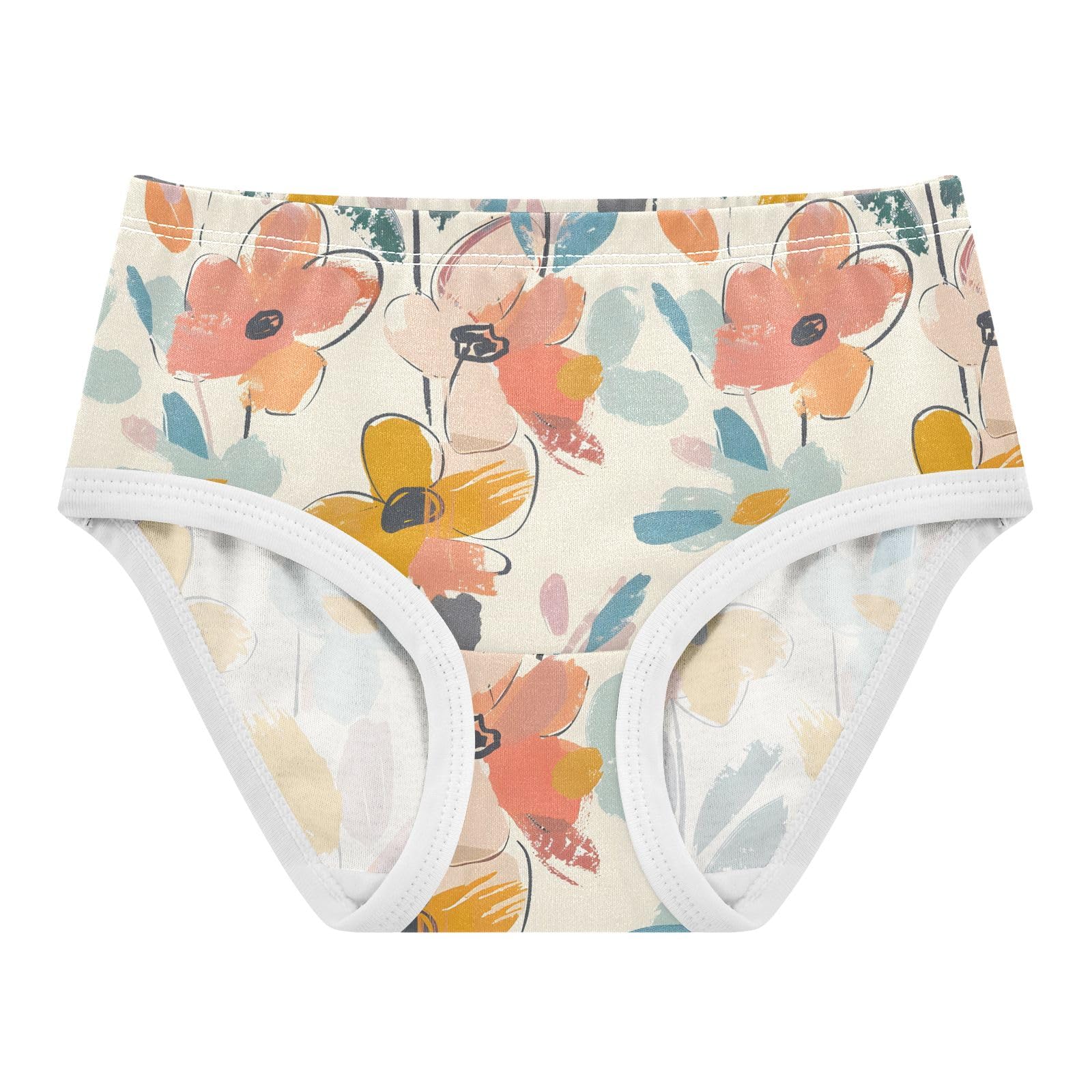 ALAZA Toddler Girls Cotton Hipster Underwear Soft Graffiti Pastel Flowers 2 Pack 2T