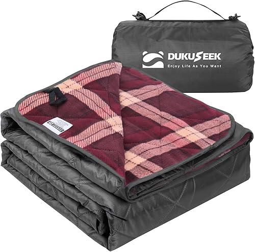 DUKUSEEK Manta grande impermeable para exteriores, acolchada, forro polar extragrueso, cálida, resistente al viento, portátil, incluye capucha