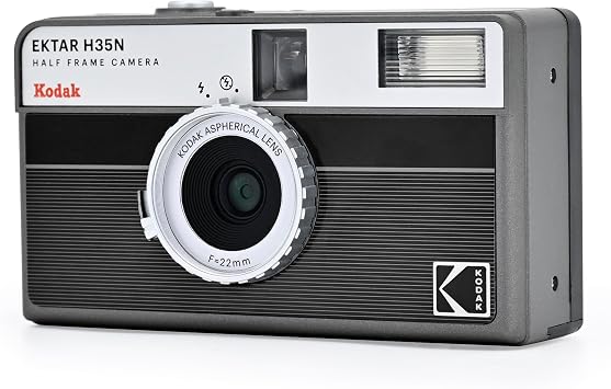 KODAK EKTAR H35N Half Frame Film Camera, 35mm, Reusable, Focus-Free, Bulb Function, Built-in Star Filter, Coated Improved Lens Single, Stripe Black
