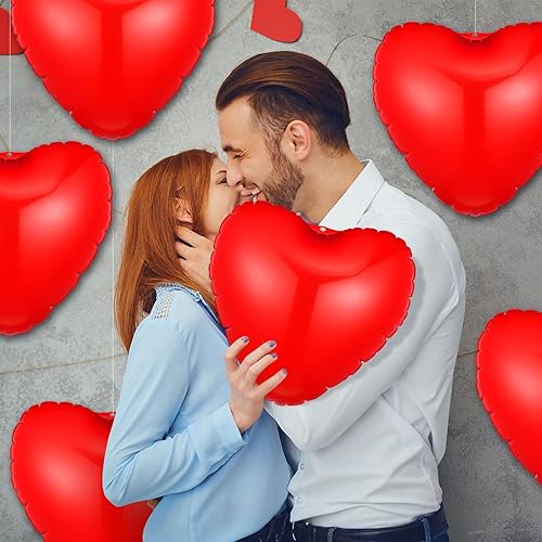 Miniatura 2 de Jetec 12 piezas de corazón inflable de 9 pulgadas para el día de San Valentín, decoración al aire libre con luces LED, PVC, San Valentín, corazón al