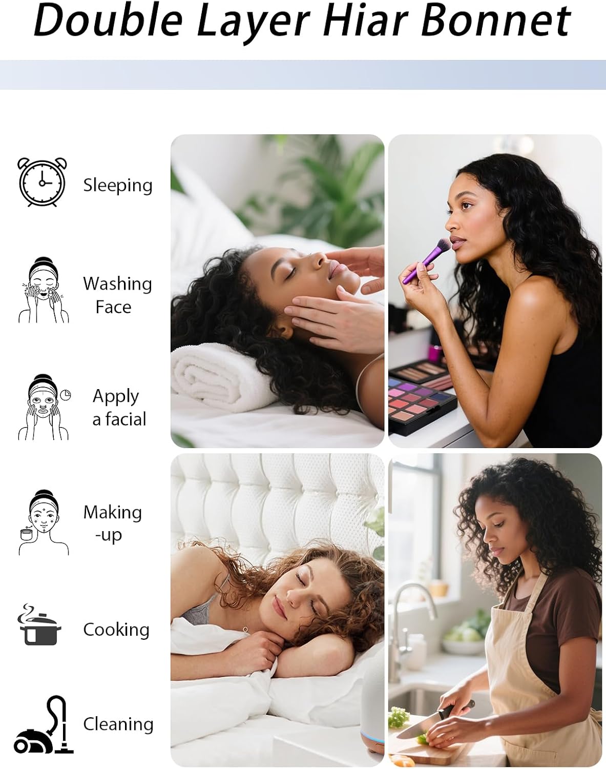 SeSe Code Bonnet With Eye Mask Attached Satin Bonnets With Tie For Sleeping Women Hair Caps Curly Hair
