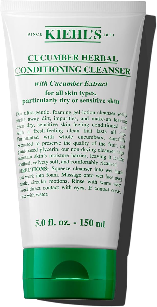 Limpiador a base de hierbas de pepino - Lavado facial suave - 5 fl oz | Limpiador acondicionador para piel fresca - Con extracto de pepino y glicerina - Para pieles secas y sensibles