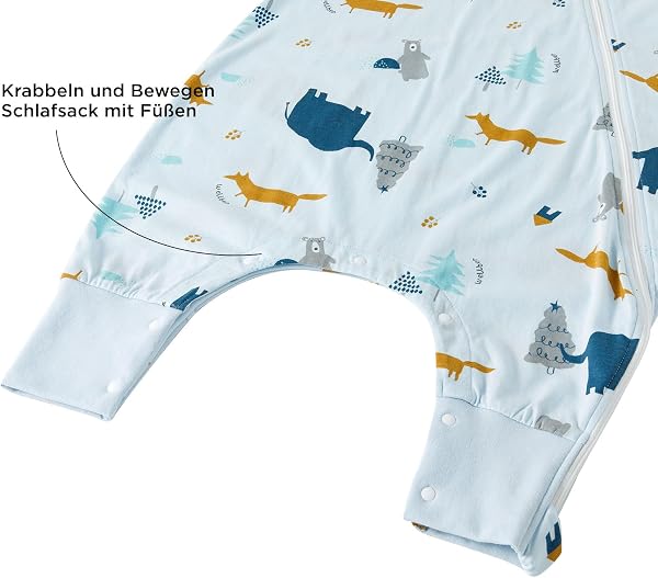 Duomiaomiao Sacco nanna estivo con gambe, 0,5 TOG, 100% cotone, coperta indossabile per bambini, 2-3 anni, elefante - 4