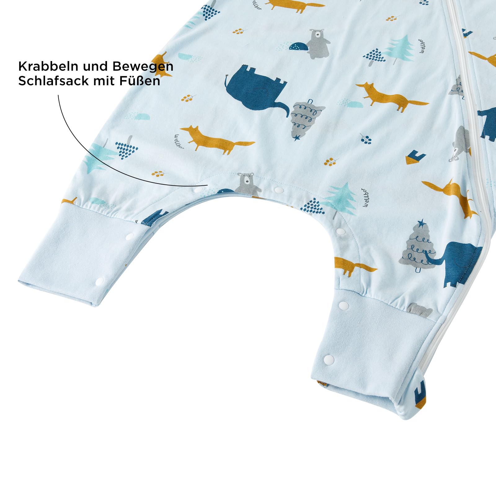 Duomiaomiao Sacco nanna estivo con gambe, 0,5 TOG, 100% cotone, coperta indossabile per bambini, 2-3 anni, elefante