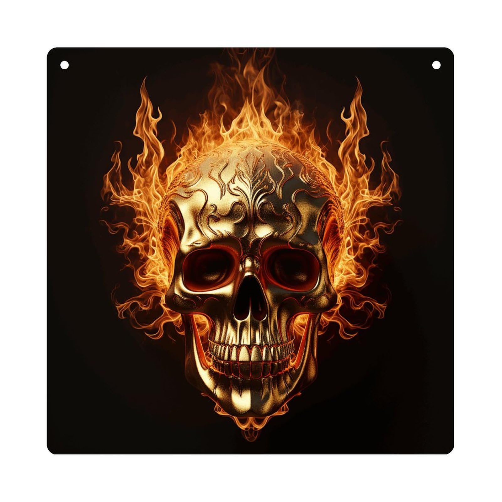 Adfgyerh Style Skull And Flames Hanging Ornaments Window Hanging Modern Acrylic Decor For Living Room Bedroom Dining Room Hallway Office Wall Decor, 8X8 In