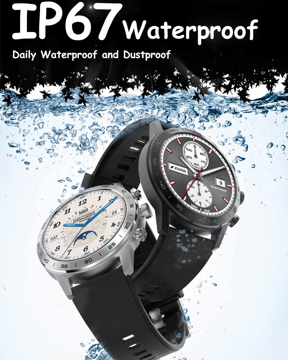 DTNO.I Smart Watch for Men 1.39'' IPS Full Color Touch Screen, Smart Watches with Text and Call, Activity Trackers Heart Rate and Sleep Monitor for Android iOS Phones (Black)
