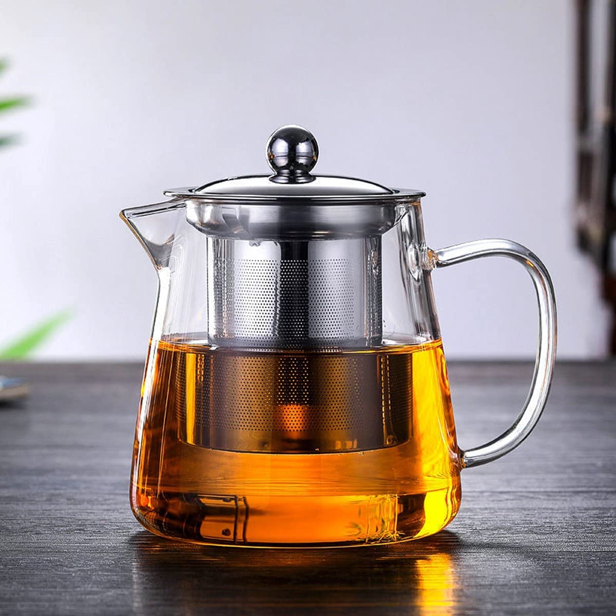 Premium 550ML Glass Teapot with Removable Infuser | Stovetop & Microwave Safe Borosilicate Clear Large Glass Kettle | Easy to Pour Spout, Blooming and Loose Leaf Tea Maker Set (550)
