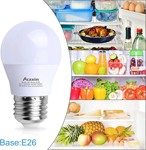 Miniatura 3 de Acaxin - Bombilla LED para refrigerador de 4 W, equivalente a 40 vatios, impermeable, para congelador y refrigerador, IP54, 120 V, E26, luz diurna