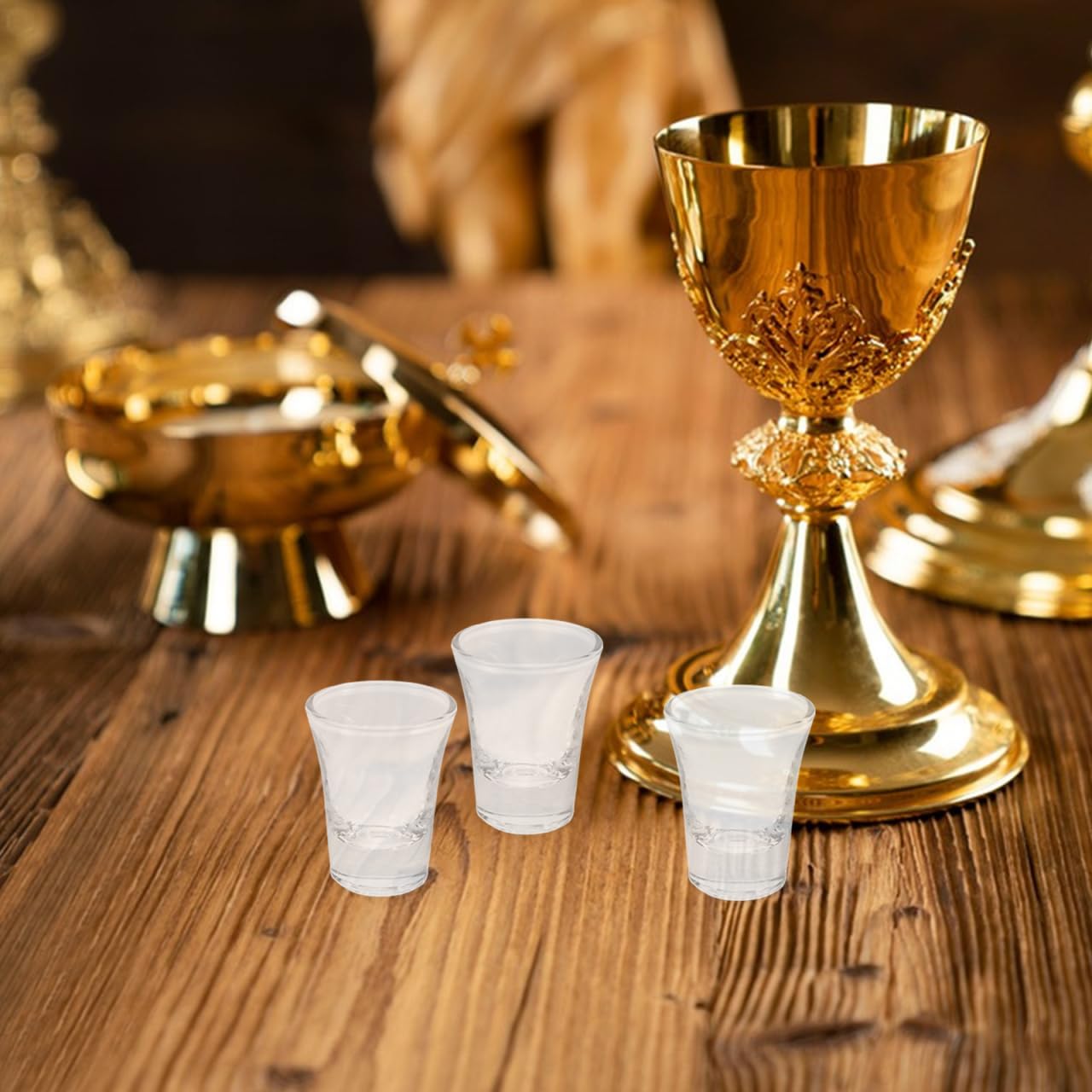 Cabilock 24 bicchieri in vetro trasparente riutilizzabili per comunione, bicchieri sacramentali per comunione standard, piccoli bicchieri per servizio in chiesa per battesimo, servizio domenicale e