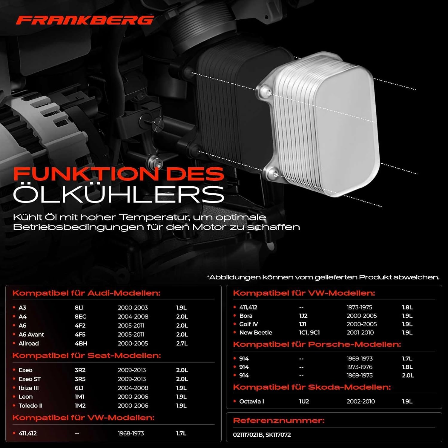 Frankberg Oil Cooler Engine Oil Cooler Engine Oil Cooler Replacement # 021117021B
