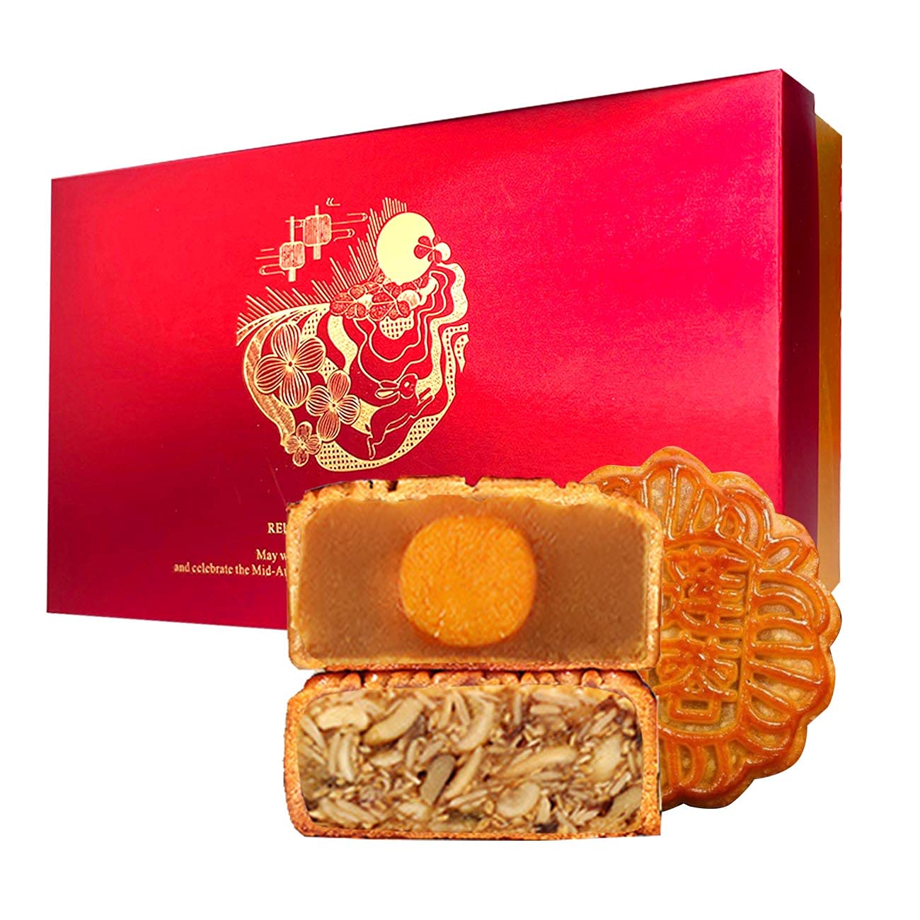 Mooncake Moon Cake Mid-Autumn Festival Salted Egg Yolks White Lotus Seed Paste and Five Kernels Moon Cake