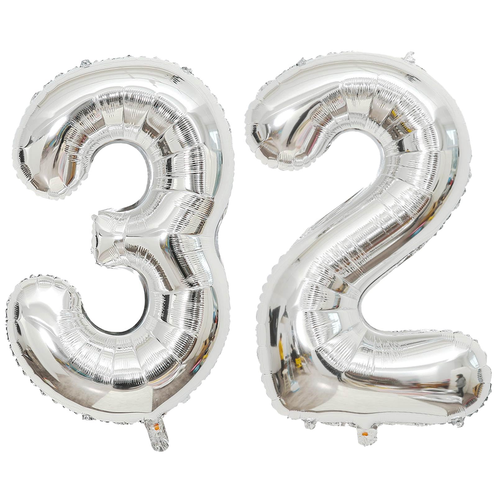 Giant Silver Number 32 Balloons, 40 Inch Jumbo Number 32, Large Foil Mylar Balloons for Girls Women 32th Birthday Party Decorations, 32 Anniversary Events Decorations