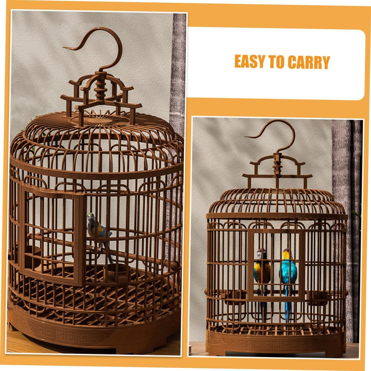 Parakeet Travel Cage Birdcage Plastic Bird Carrier Home Outdoor Decorative Flight Cage