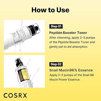 COSRX Snail Mucin 96% Peptide Booster Set - Korean Skin Care, Gift Sets, Skin Care Sets for Women, Advanced Snail Mucin Serum, Face Serum