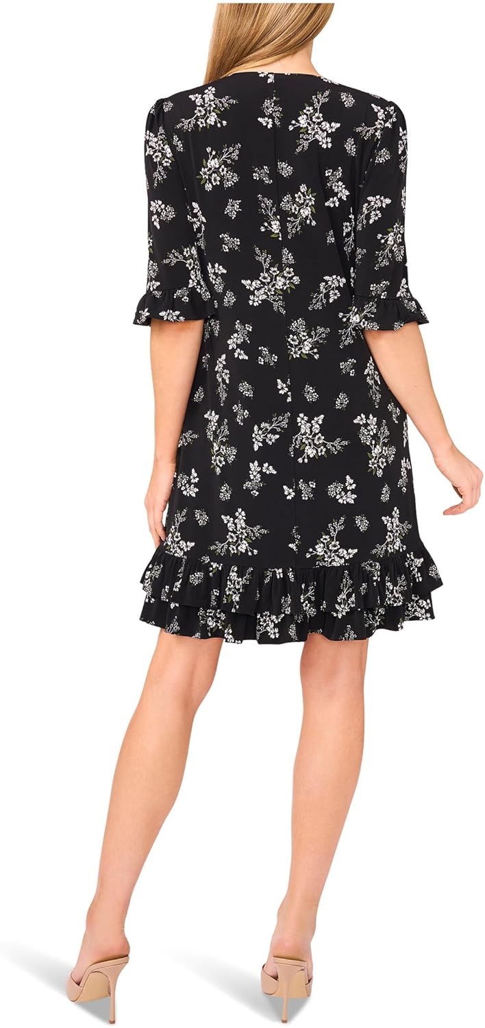 CeCe Womens Tiered Ruffle 3/4 Sleeve Shift Dress - Image 2