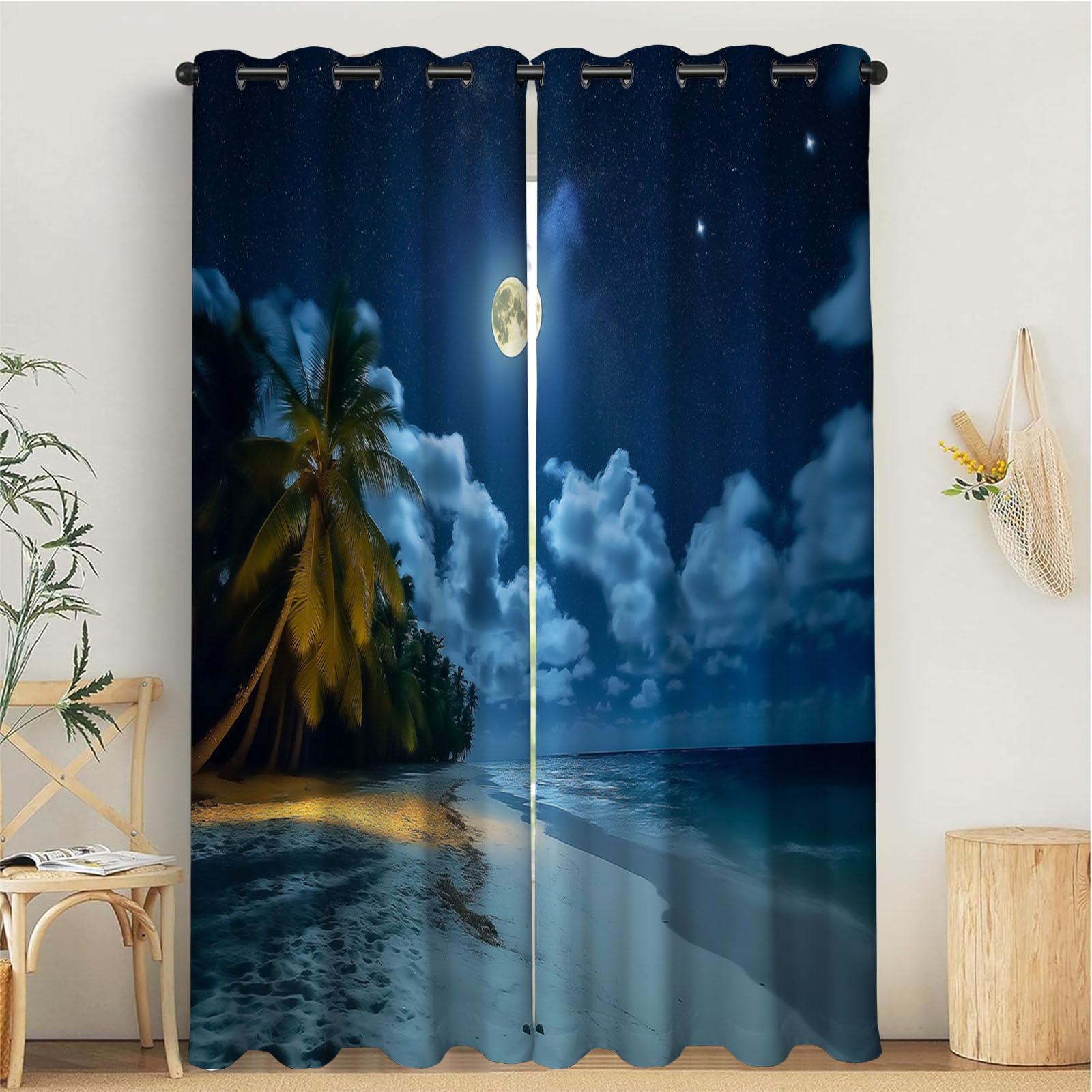 Rideau occultant anti froid et thermique bleu foncé 140x240 pour fenêtre de salon
