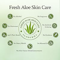 Vista 6 de Aloderma Hidratante facial iluminador con 75% de aloe vera orgánico – Loción facial de aloe natural para nutrir y restaurar el resplandor para piel