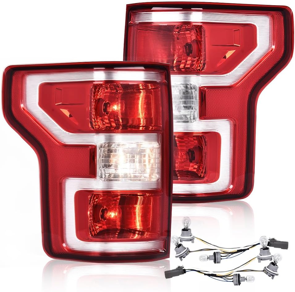 PIT66 Tail Lights Assembly,Compatible with Ford F150 2018 2019 2020 Rear Tail Lamp Red Lens Left Driver And Right Passenger Side