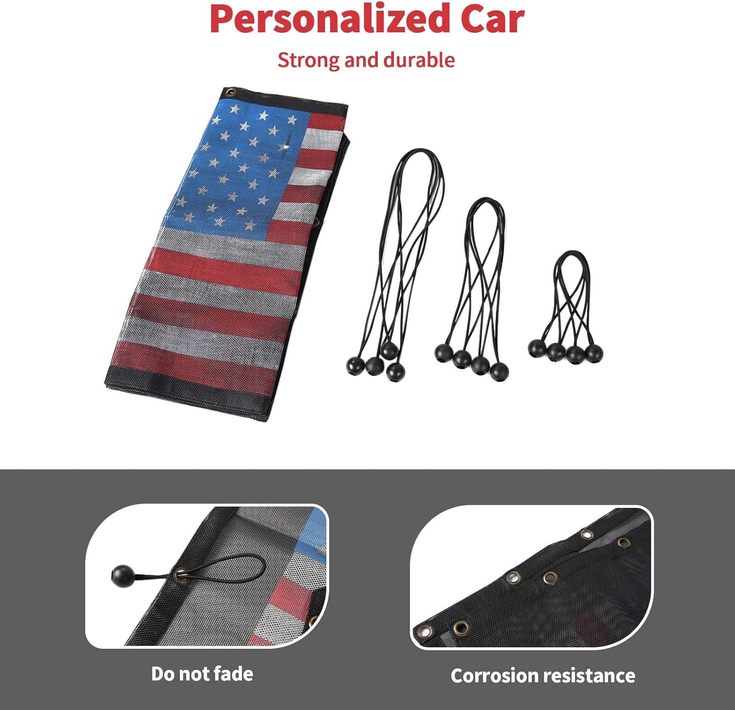 Linskip Overhead Protection Sun Shade Compatible with 2018-2026 Jeep Wrangler 4XE JL 2&4 Door, Freedom Mesh Screen Sunshade Bikini Top Cover for Jeep Wrangler Exterior Accessories(Flag)