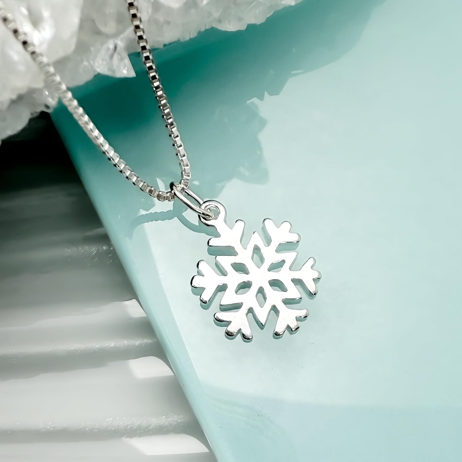 Tiny Delicate and Dainty Sterling Silver Snowflake Necklace for Women, Small Snowflake Necklace, Bridesmaid Gift for Winter Wedding