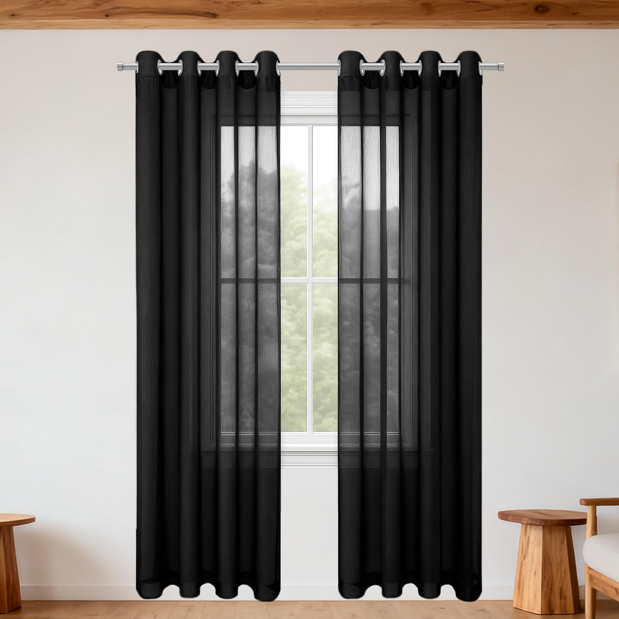Rideaux voilages 400 x 280 cm anti-UV de haute qualité pour intérieur moderne