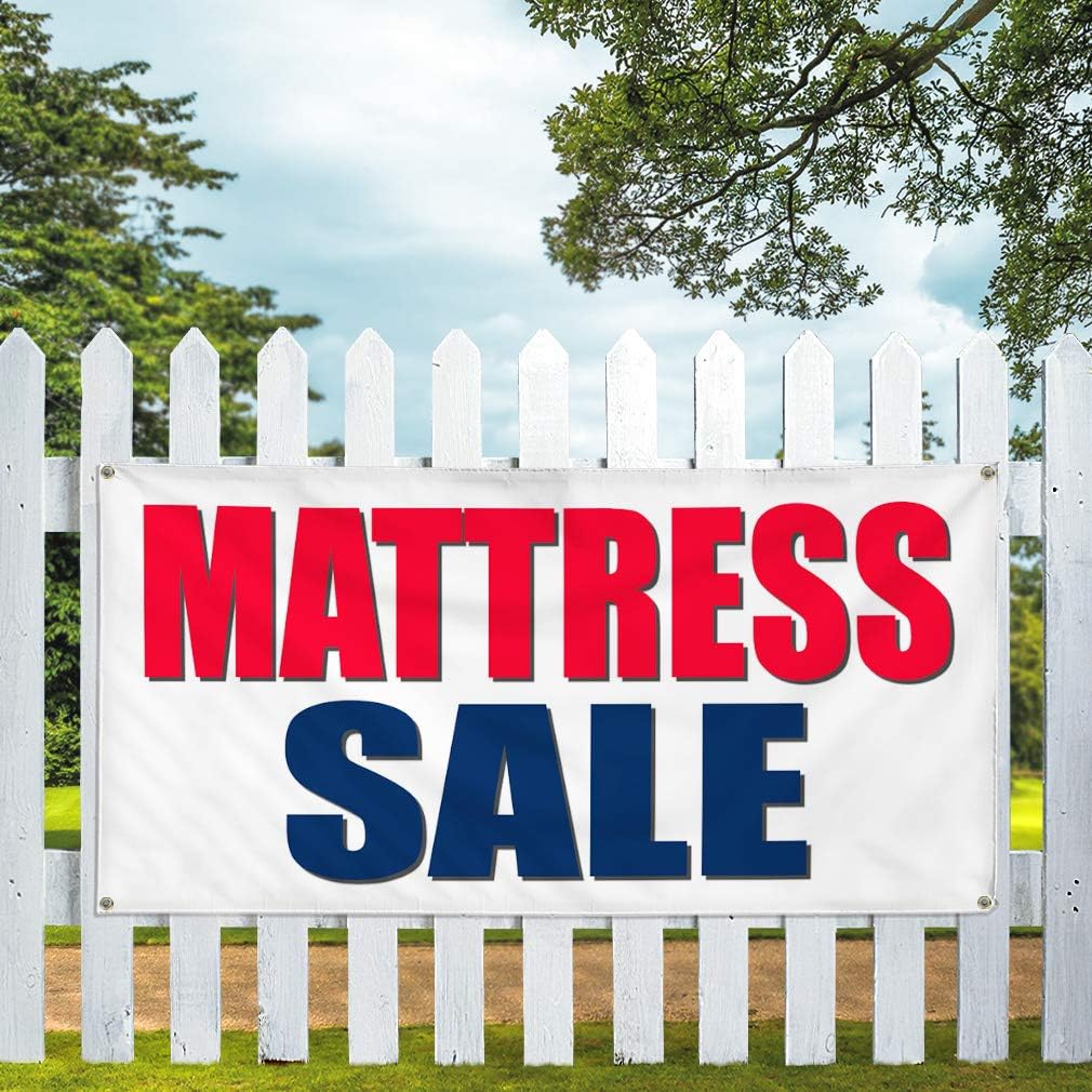 Vinyl Banner Multiple Sizes Mattress Sale Business A Business Outdoor Weatherproof Industrial Yard Signs White 4 Grommets 24x36Inches