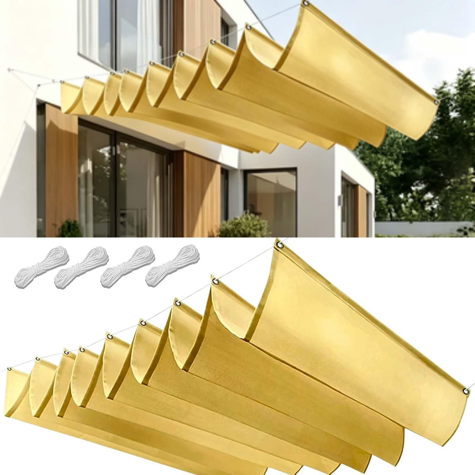 Toile d'ombrage balcon et terrasse jaune sable 85x480 cm imperméable pour déjeuners d'été