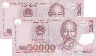 2 x 50K VND - Total 100,000 Dong - 50,000 Dong UNC Uncirculated 100% Authentic Banknote Polymer
