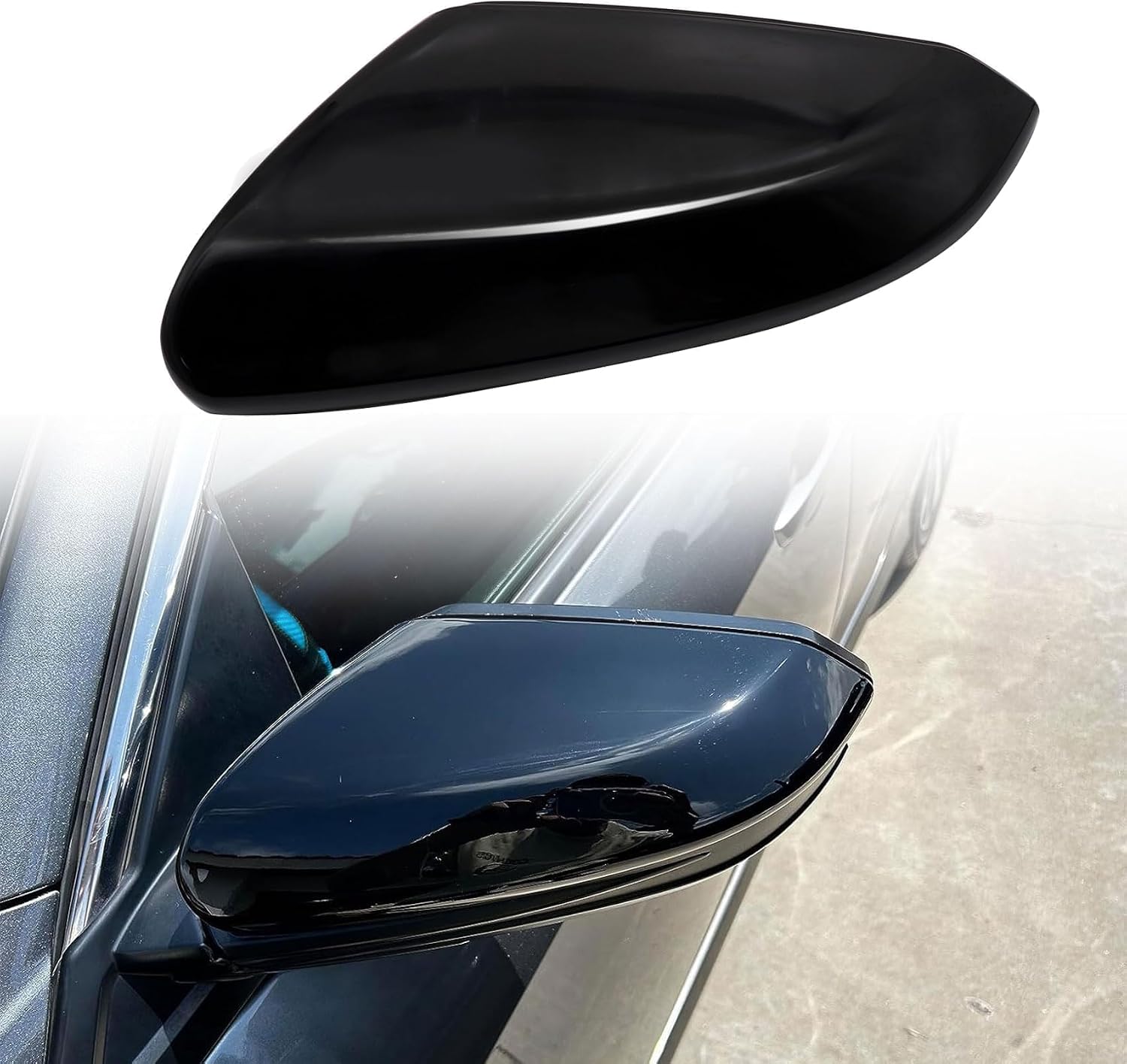 Priprilod Left Driver Side Mirror Cap Cover Glossy Black Compatible With Honda Civic 2016-2021#76251-TBA-A21ZG
