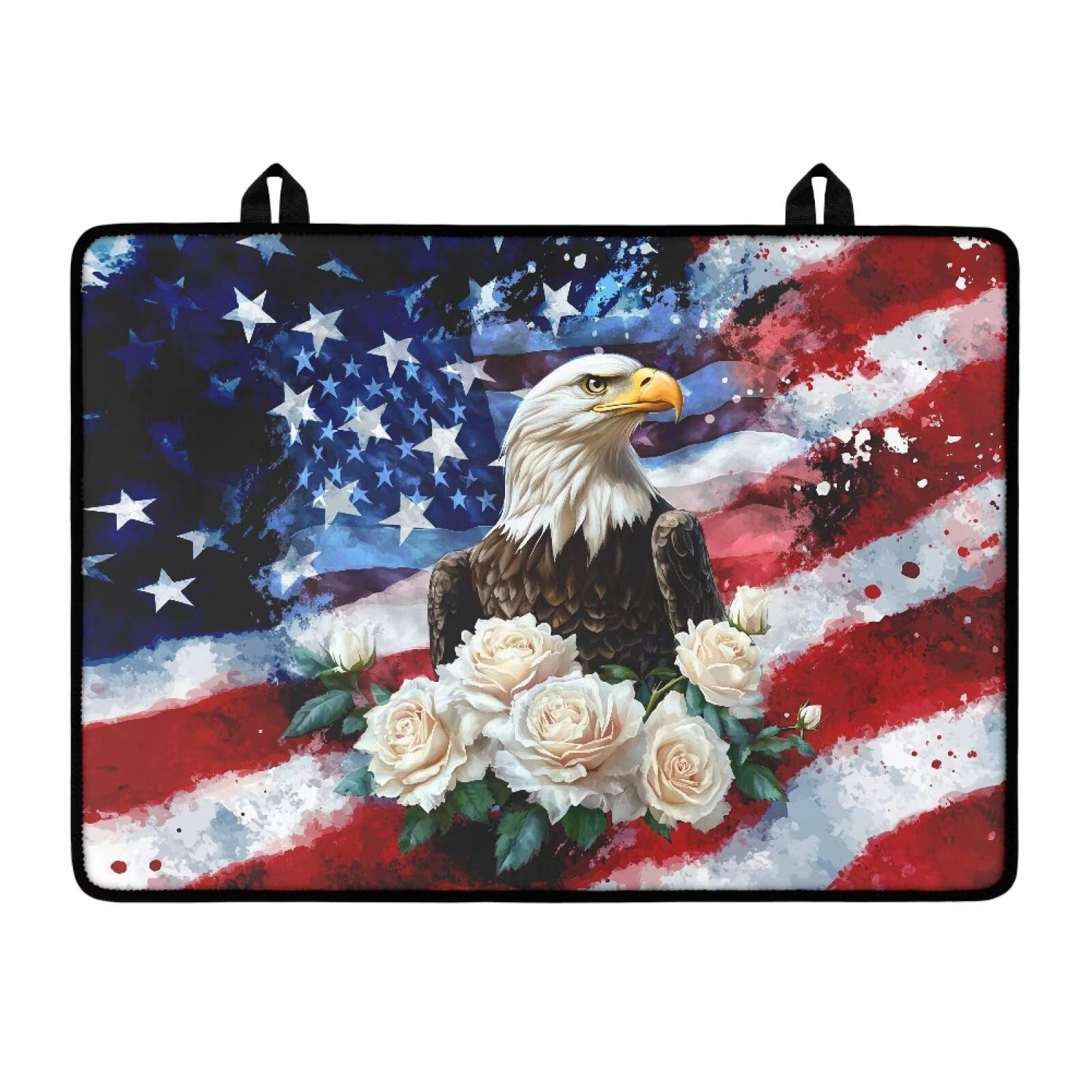 4th of July Gas Burners Top Covers, American Flag Eagle, Soft Extra Large Stove Top Cover for Electric Non-Slip Rubber Base Surface Heart Resistant Oven Cover Mat 30x21 Inch