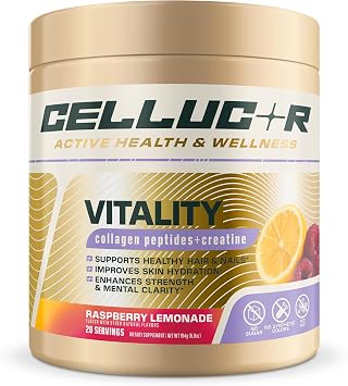 Cellucor Vitality Creatine + Collagen Powder Advanced Muscle Performance, Recovery & Collagen Support Formula 20 Servings Raspberry Lemonade