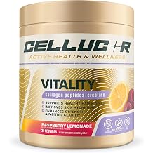 Cellucor Vitality Creatine + Collagen Powder Advanced Muscle Performance, Recovery & Collagen Support Formula 20 Servings Raspberry Lemonade
