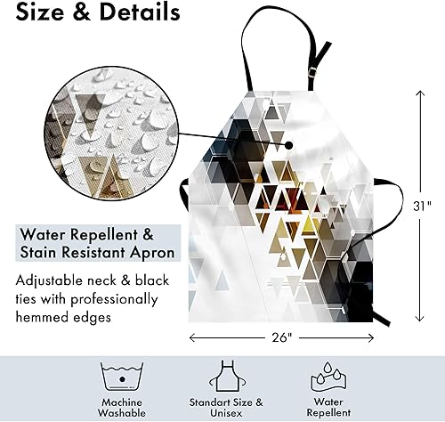 Miniatura 4 de Lunarable Funky Delantal, náutico submarino con líneas de peces y arrecife de coral oceánico, babero de cocina unisex con cuello ajustable para